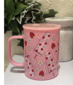 ⁦كوب زجاجي للمشروبات الباردة لون وردي⁩ - الصورة ⁦2⁩