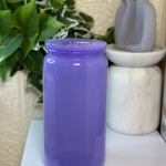 كوب بلاستيك قوي سعة ١٤ اونصه لون بنفسجي مع عود