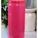 كوب بلاستيك قوي سعة ١٦ اونصه لون وردي غامق مع عود