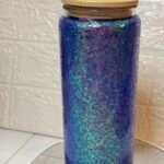 Glass cup with glitter