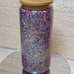 Glass cup with glitter
