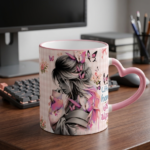 Ceramic mug with a heart handle