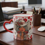 Ceramic mug with a heart handle