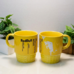 Yellow Bull pink ceramic mug