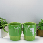Green Bull pink ceramic mug